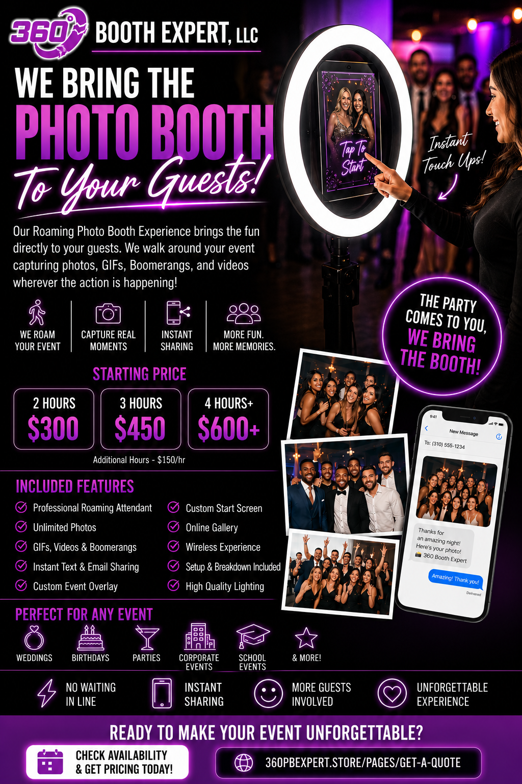 Roaming Photo Booth Rental Package