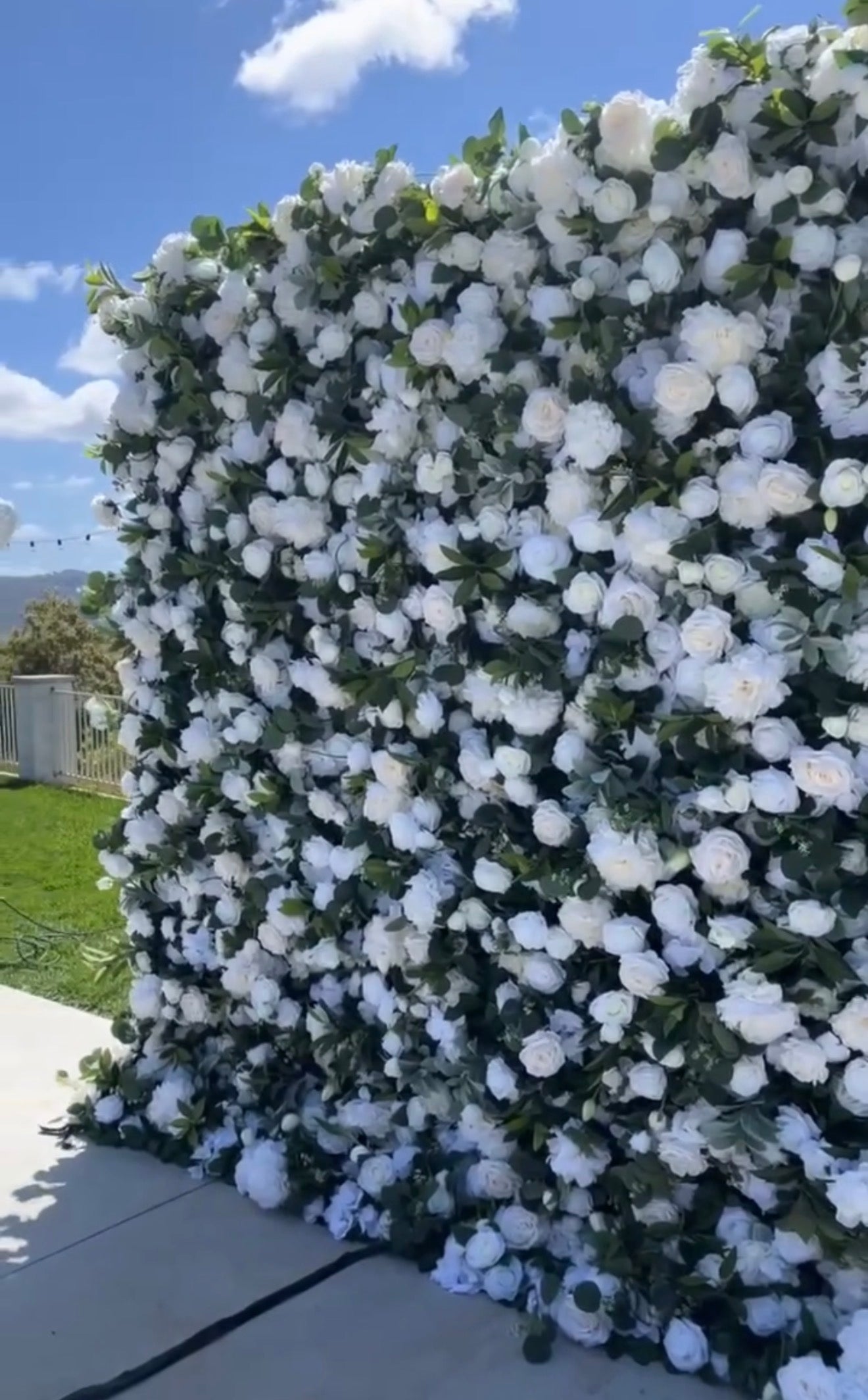 Luxury White Rose Flower Wall Rental | 8’ x 10’ 3D Backdrop