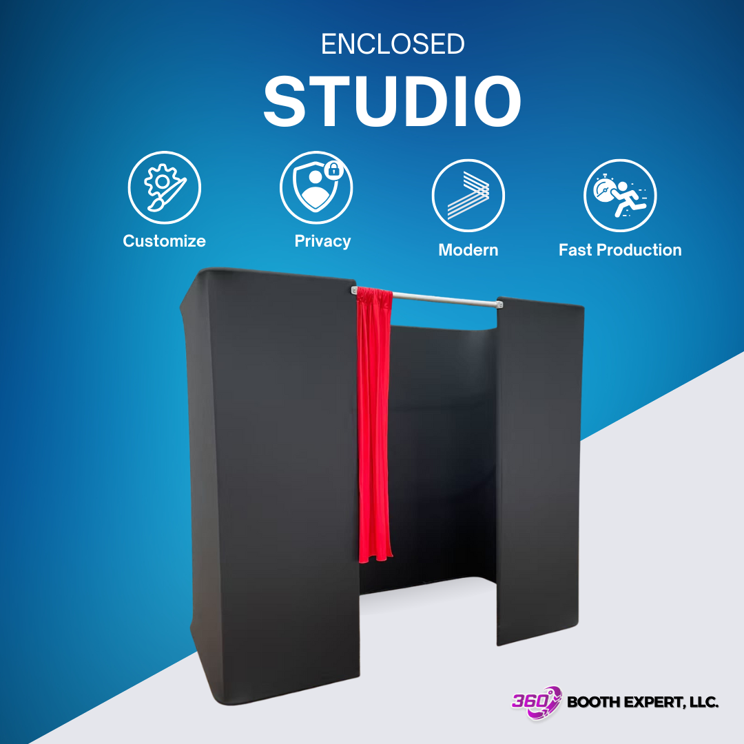Enclosed Photo Booth red curtain