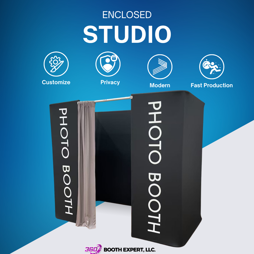 Enclosed Photo Booth black curtain