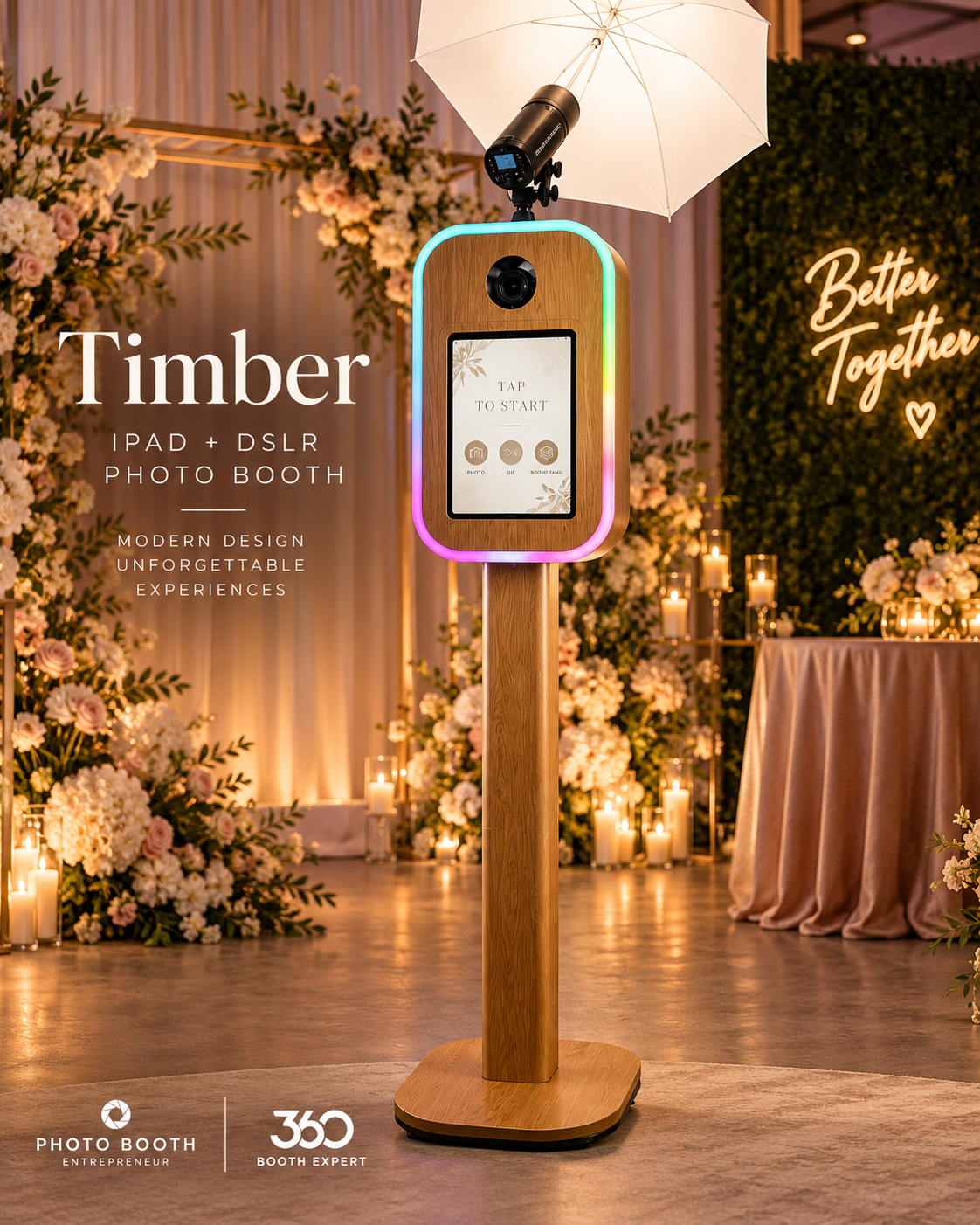 Timber iPad + DSLR Photo Booth | RGB LED Wood-Look Photo Booth